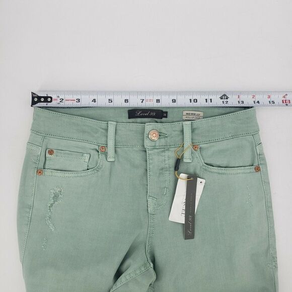 Level 99  Mid rise Lily Crop Rollup Jean Mint New - Picture 5 of 11